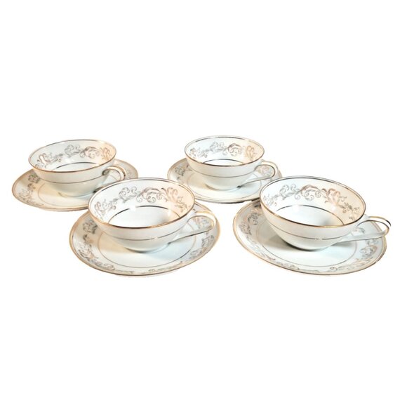 Noritake “Stanwyck” Cup & Saucer Set (4 Cups + 4 Saucers) - Picture 3 of 11